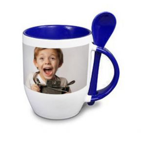 Mug couleur personnnalisé avec cuillère assortie