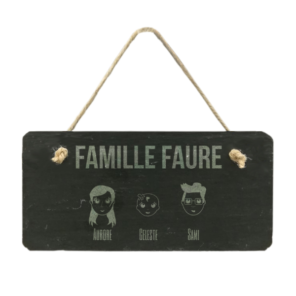 PLaque de porte en ardoise gravée We are Family