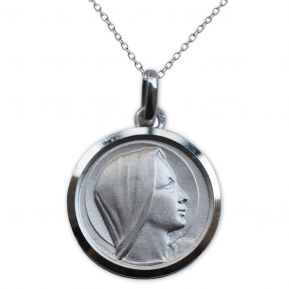 Médaille Vierge Marie en argent massif gravée