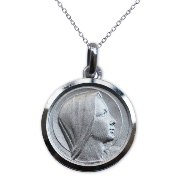 Médaille de la Vierge Marie en argent massif