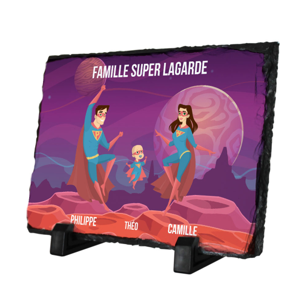 Ardoise rectangulaire ma famille de Super héros