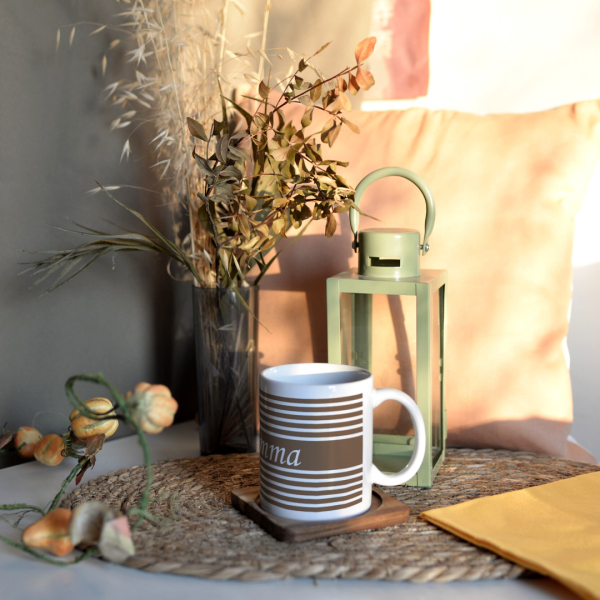 Mug personnalisé marinière taupe