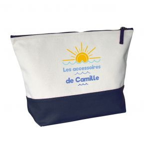 Grande trousse de toilette bicolore Vacances à la mer personnalisée