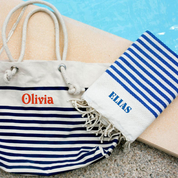 Sac de plage marinière et fouta