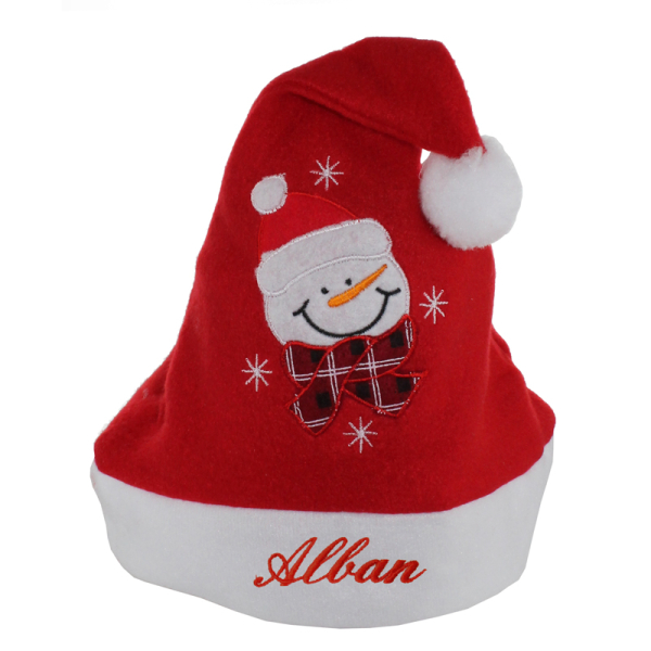 Bonnet de noël enfant personnalisé bonhomme de neige