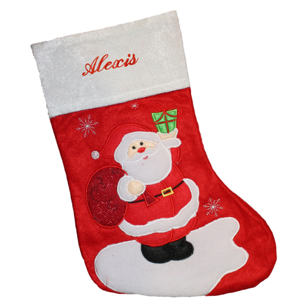 Chaussette de Noël brodée Bonhomme de neige