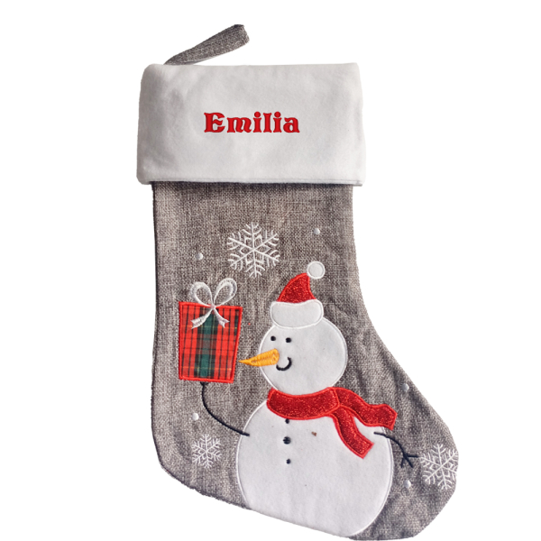 Botte de Noël grise effet lin personnalisée