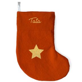 Botte de Noël terracotta en coton personnalisée