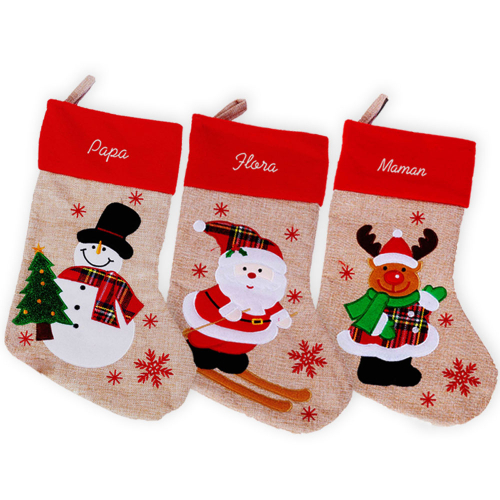 Chaussettes de Noël effet lin couleur beige - 3 modèles