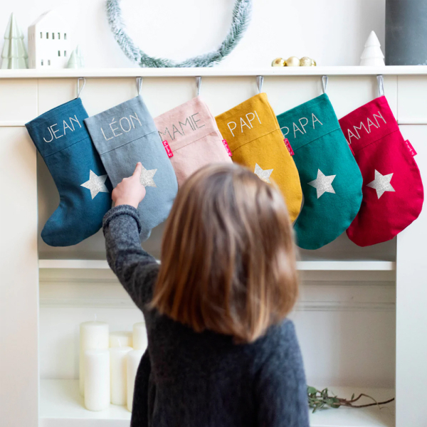 chaussette de Noël personnalisée de couleur