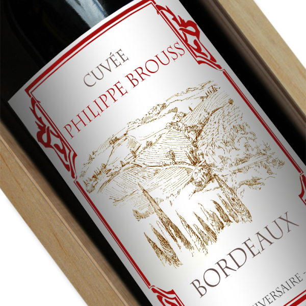 Vin personnalisé Bordeaux rouge avec étiquette personnalisée