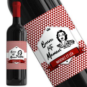 Bouteille de vin personnalisée Bonne fête maman