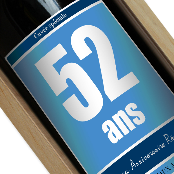 étiquette vin anniversaire personnalisée bleu