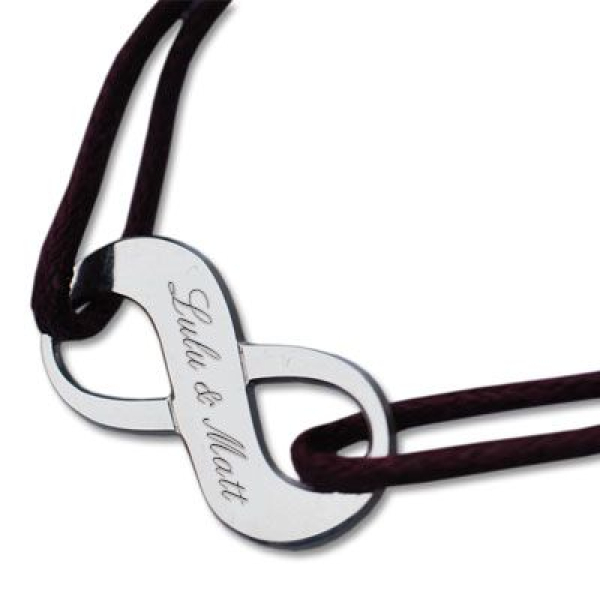 Bracelet infini gravé argent massif