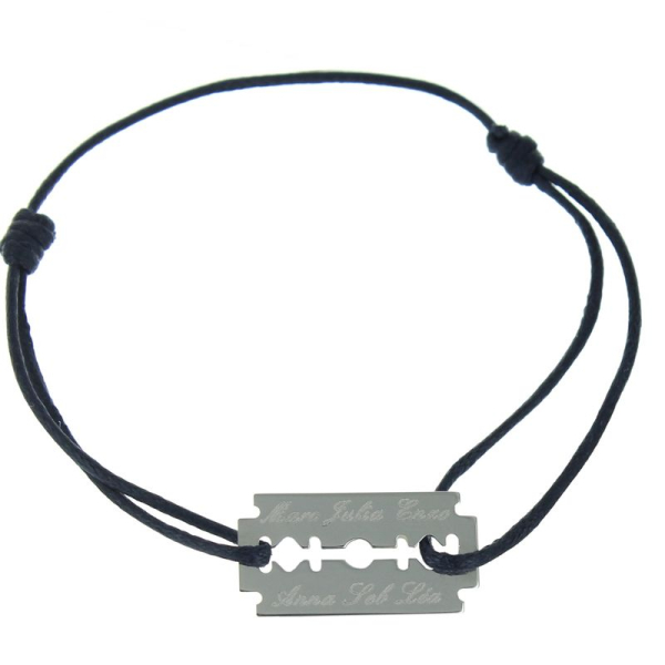Bracelet lame de rasoir gravé