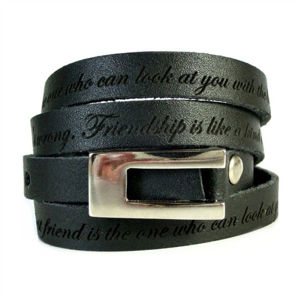 Bracelet multi-tours en cuir noir