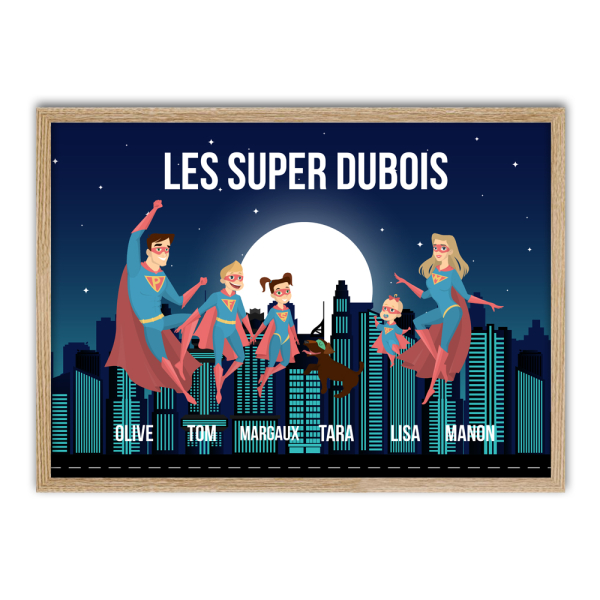 Affiche encadrée famille de super héros