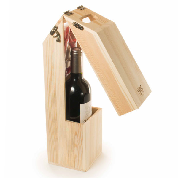 Caisse à vin convertible en lampe