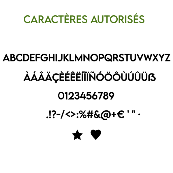 Caractères autorisés