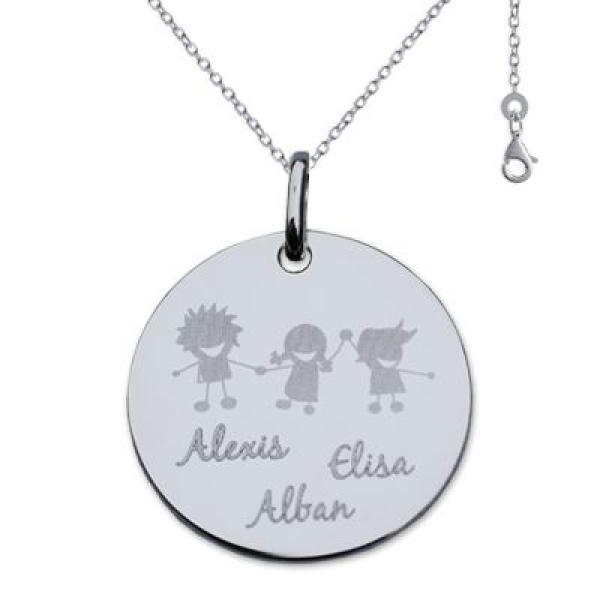 Médaille ronde gravée de silhouettes de chérubins