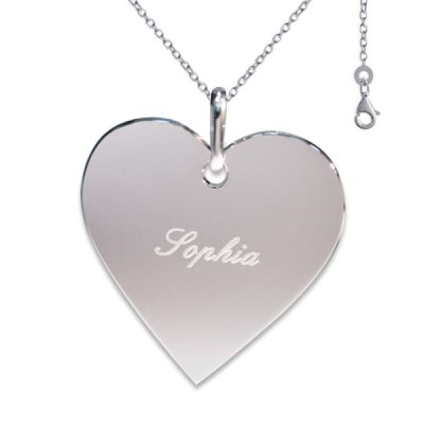 Pendentif grand coeur avec chaine en argent