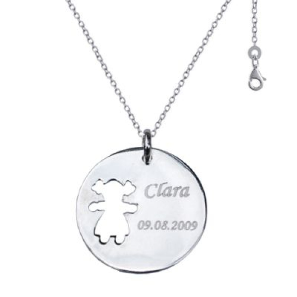 Pendentif rond ajouré d'un motif chérubin fille