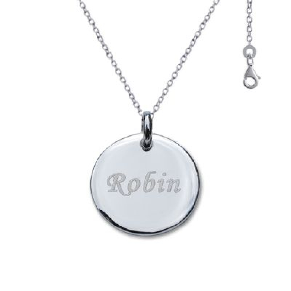 Pendentif rond en argent massif avec chaine