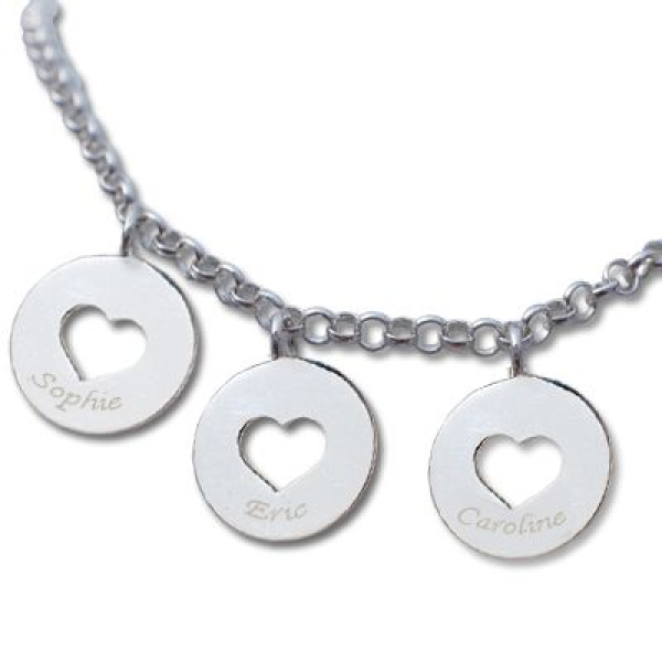 Médaille en argent gravée ajourée coeur