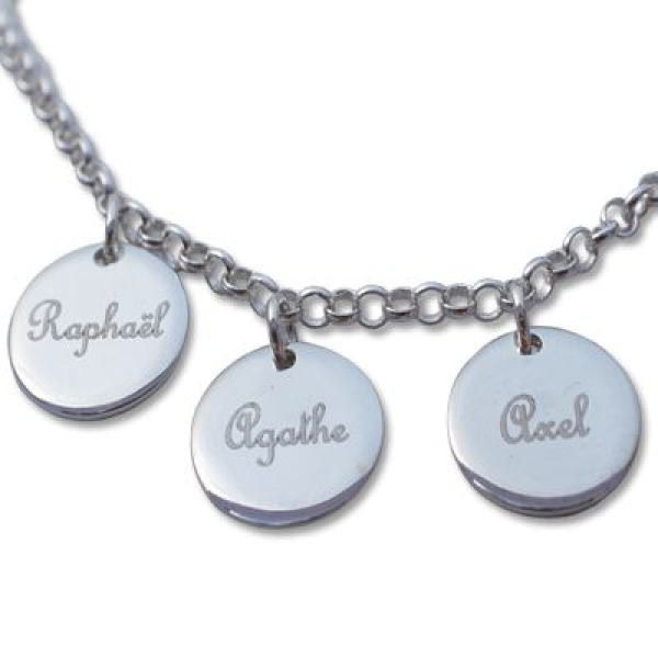 Bracelet médaille ronde sur chaine en argent massif