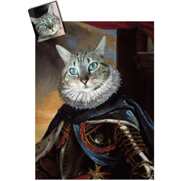 Portrait chat oeuvre d'art personnalisé Louis 13