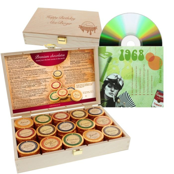 Coffret chocolats et CD de l'année de naissance