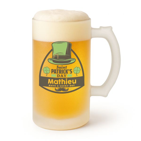 Chope de bière personnalisée Saint Patrick