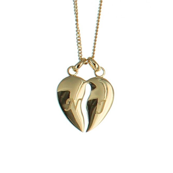 Collier coeur sécable gravé avec chaines