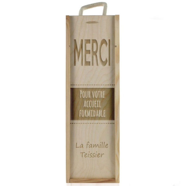 Coffret à vin graphique pour dire merci gravé