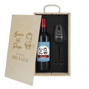 Coffret à vin 2 pièces personnalisé Fête des Pères