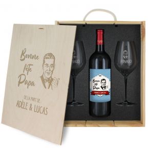 Coffret à vin 3 pièces personnalisé Fête des Pères