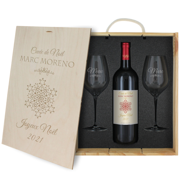 Coffret à vin 3 pièces de Noël à personnaliser