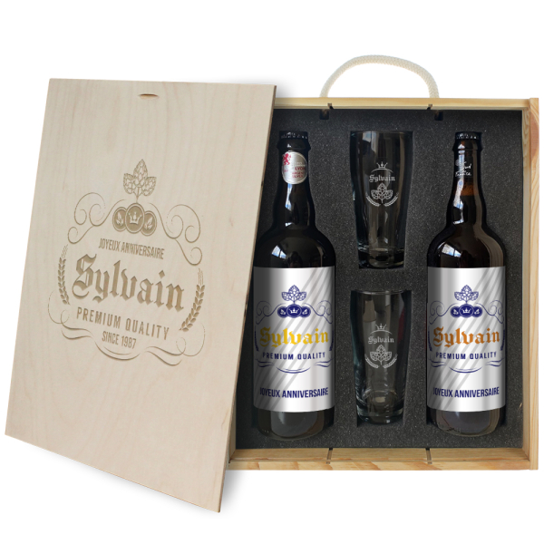 Coffret à bière label 2 bouteilles