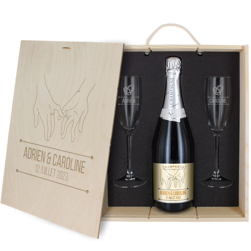 Coffret cadeau Champagne personnalisé Alliances