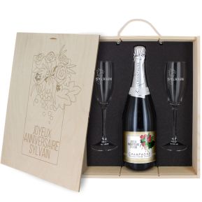 Coffret Champagne personnalisé Vignes et Roses