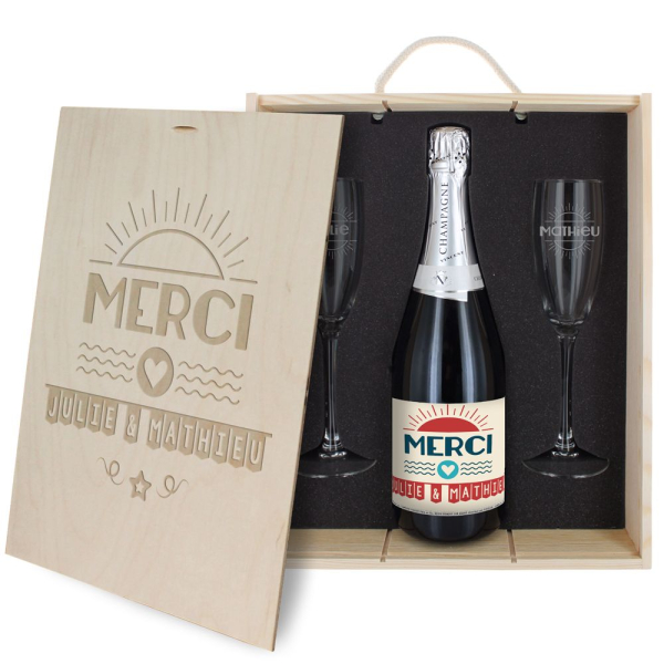 Coffret à Champagne personnalisé Merci