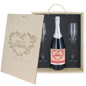 Coffret à Champagne personnalisé Bonne fête Maman Coffret à Champagne personnalisé Bonne fête Maman