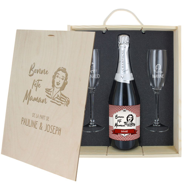 Coffret à Champagne personnalisé Fête des Mères