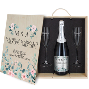 Coffret à Champagne Mariage - aquarelle Coffret à Champagne Mariage - aquarelle
