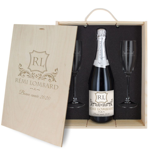 Coffret à Champagne personnalisé Monogramme