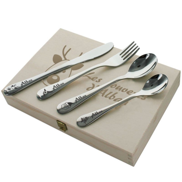 Coffret couverts enfant personnalisé Noël