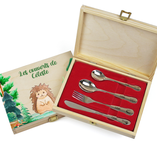 Coffret couverts enfant animaux de la forêt