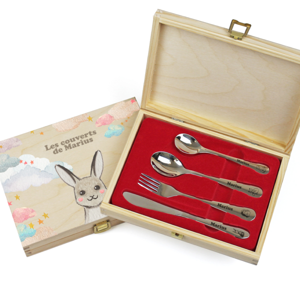 Coffret couvert enfant nuage et lapin