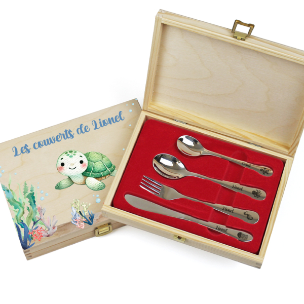 Coffret de couverts pour enfant - motif océan