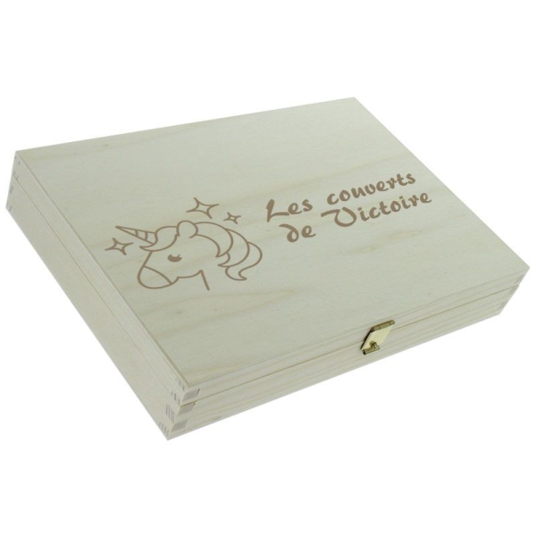 Coffret couverts enfant personnalisé licorne